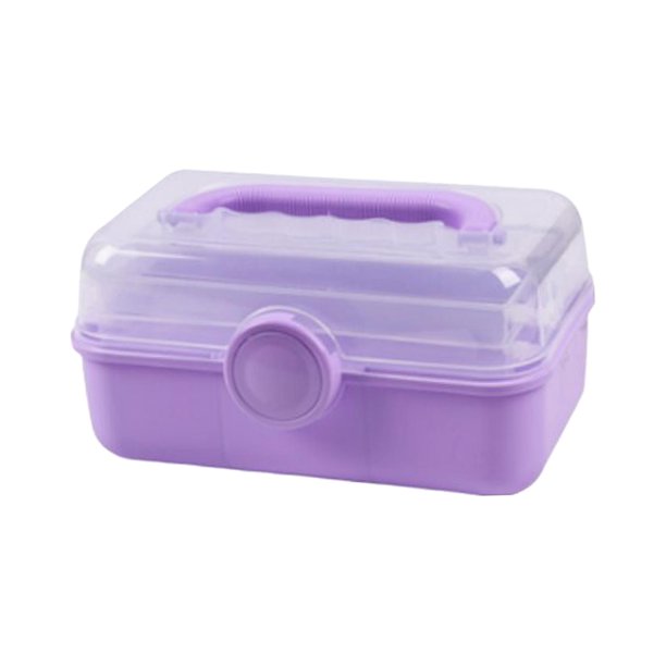 Caja organizadora multiusos, estuche de almacenamiento portátil con asa, herramienta plegable PP, caja de almacenamiento transparente de tres capas Violeta mayimx organizador multiusos