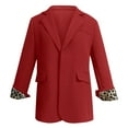 thumbnail image 6 of Women's Two Button Lapel Blazer, Long Sleeve Work Jacket with Pockets, Business Casual Office Wear, Leopard Print Lined Jacket, Structured Front Open Cardigan Red L, 6 of 8