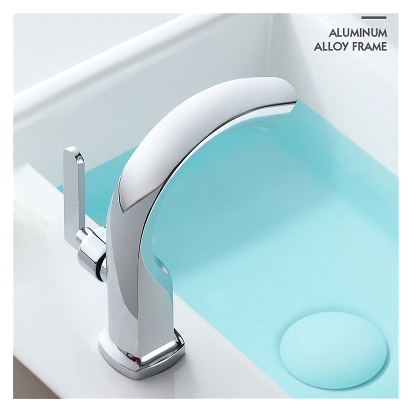 Chrome Bathroom Basin Copper Tap Single Handle Spout Sink Bath Cold Water Faucet Home Garden Supplies for Kitchen ,360° Swivel Spout