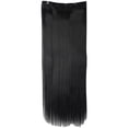 thumbnail image 3 of SAYFUT Trendy 26"Long Straight 3/4 Full Head Clip in Synthetic Hair Extensions One Piece 5 Clips 125g Dark Black, 3 of 7