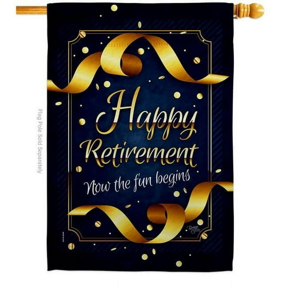 Breeze Decor H108636-BO Retirement Fun Begins Celebration Double-Sided Garden Decorative House Flag, Multi Color