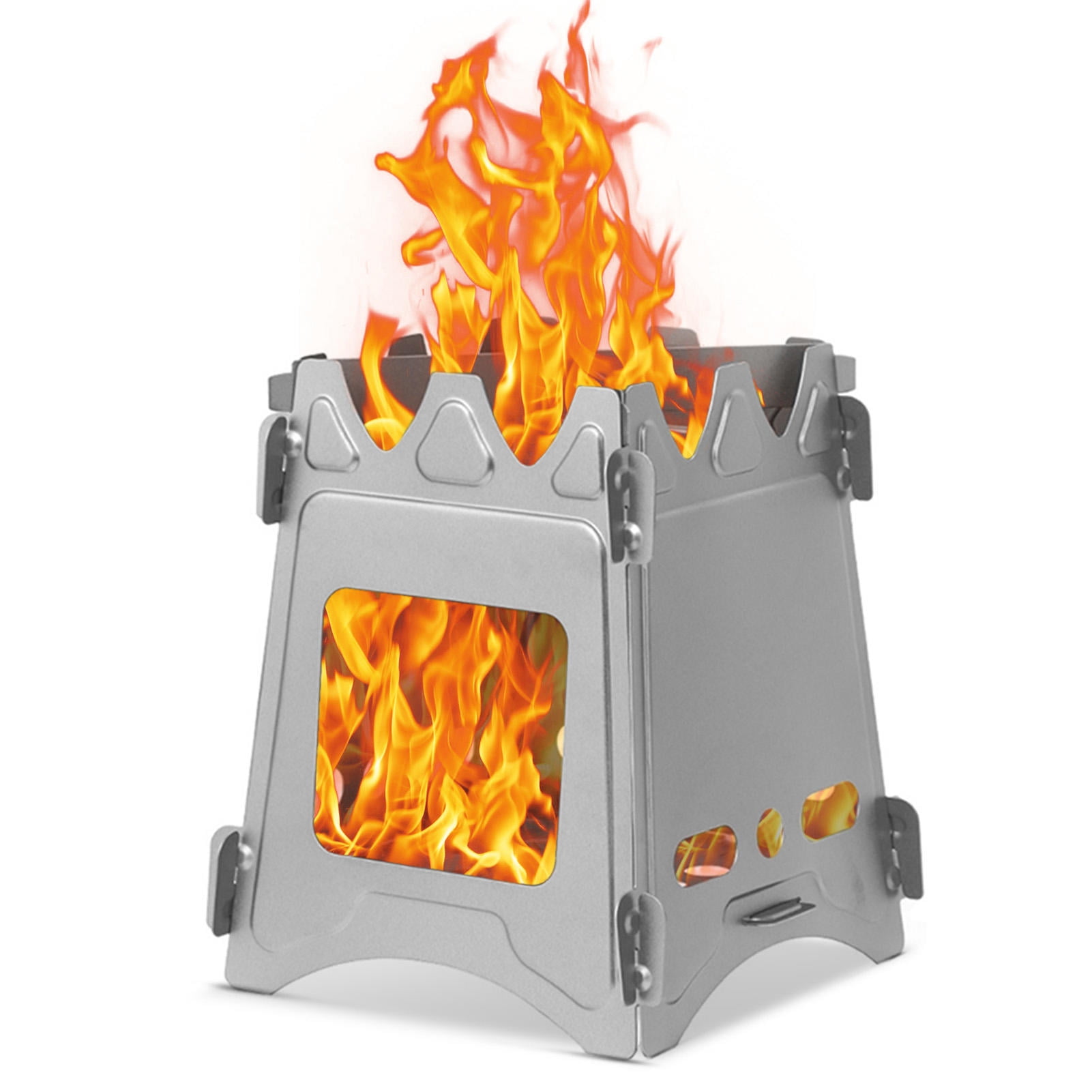 YAHHU Titanium Folding Wood Stove – Ultra‑Light 7.2oz Portable Stove for Backpacking, Camping, Survival & Picnics