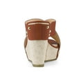 thumbnail image 2 of BLISSFUL STEP Women's Shoes Wedge Open Toe Crisscross Straps Linen Platform Sandals Brown 8.5, 2 of 6