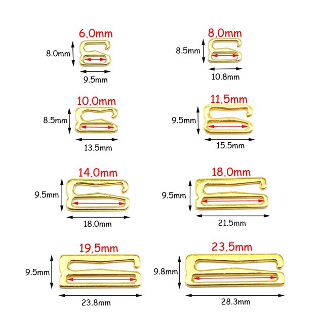 100 unids/pack 6mm ~ 25mm hebillas de ajuste de correa de sujetador de Metal ropa interior deslizadores anillos Clips para ajuste de lencería accesorios DIY