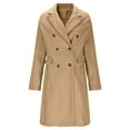 thumbnail image 5 of ClodeEU Women's Winter Wool Blend Trench Coat, Long Double Breasted Lapel Coat Khaki,Womens Plus M, 5 of 6