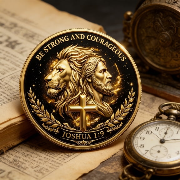 Fzsteel Inspirational Faith and Courage Commemorative Coin with Embossed Details, Motivational Gift for Bravery and Determination, Keepsake for Daily Encouragement