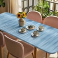 thumbnail image 3 of Blue Table Cloths for 8 Foot Rectangle Tables, Modern Abstract Art Ombre Striped Patio Waterproof Elastic Fitted Tablecloths, Washable Rectangular Table Cover for Camping, 3 of 8