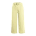 thumbnail image 5 of Karight Women's Casual Trousers Solid Drawstring Waist Long Pants With Pocket, 5 of 9