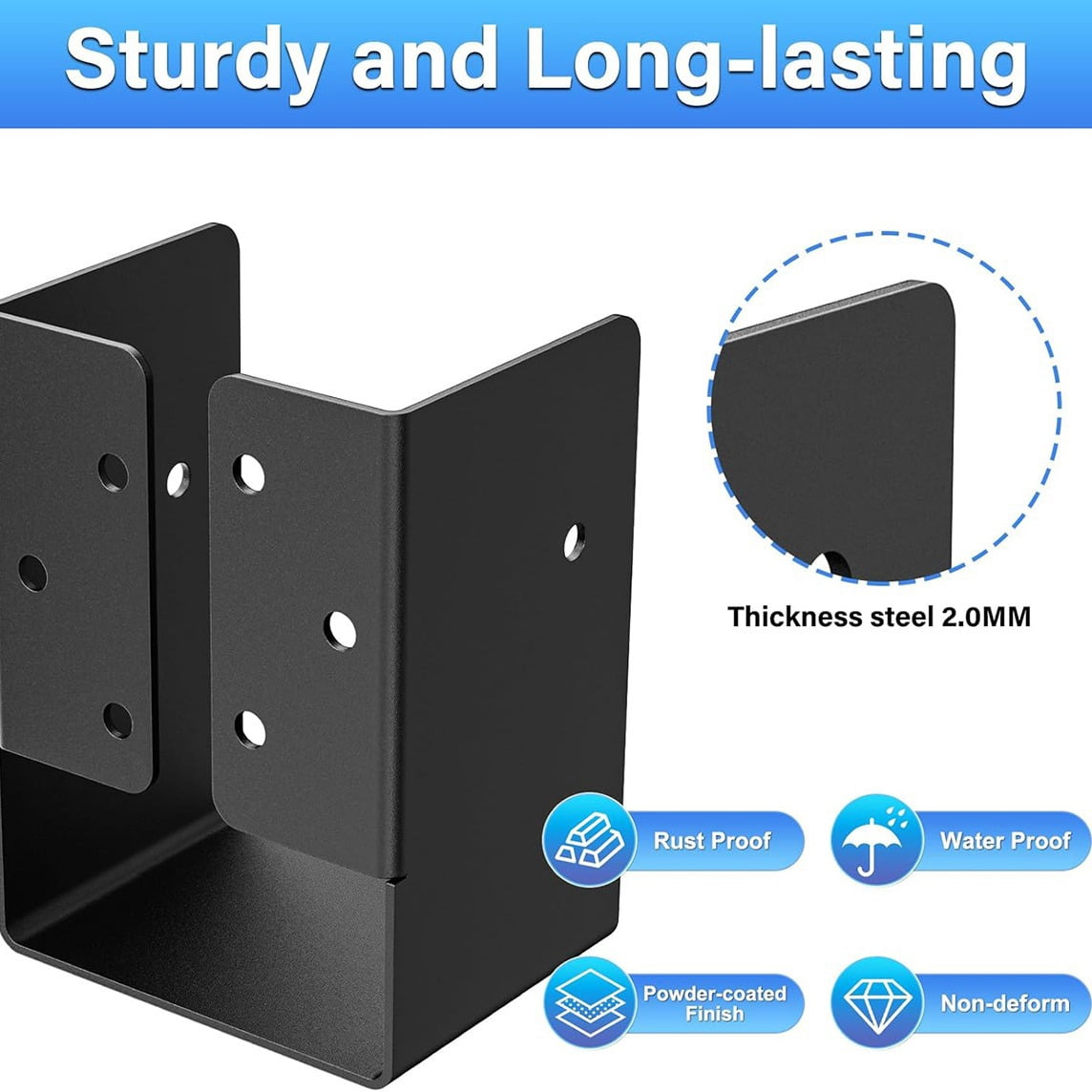 Concealed Joist Hanger (1 Pack), Outdoor Concealed Joist Bracket with Screws, Powder Coated Concealed Mount Light Joist Hangers for 4"x6" Beam, Swing, Handrail, Fence