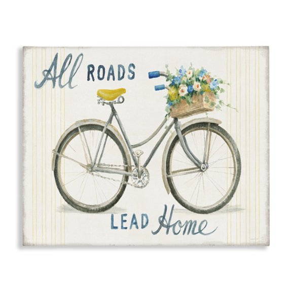Stupell Industries French Country All Roads Lead Home Bicycle Canvas Art, 20 x 16, by Danhui Nai