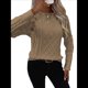 thumbnail image 3 of Suéteres de Invierno para Mujer, Suéter de Punto Moderno con Detalle de Botones y Mangas Raglán, Suéter de Moda. Caqui L, 3 of 8