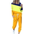 thumbnail image 3 of YUGYXL 2 Piece Sweatsuits for Women Lightweight Comfy Plus Size Outfits Fashion Crew Neck Color Block Sweatshirt and Solid Sweatpants Tracksuits Set Gift for Wife, 3 of 6