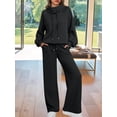 thumbnail image 4 of Conjuntos Deportivos de Dos Piezas para Mujer, Ideales para Otoño. Incluyen Sudadera con Cordón Ajustable y Pantalón Deportivo de Pierna . Negro S, 4 of 9