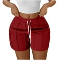 thumbnail image 2 of Itsame Summer Clearance Sports Lanyard Shorts for Womens Short Sweatpants Fashionable Solid Color Tight Short Pants Red Size S, 2 of 3