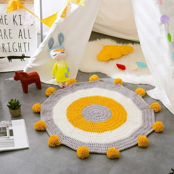 TWPJ Handmade Geometric Knitted 100% Acrylic Crochet Mat Carpets and Rugs for Bedroom Living Room
