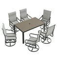 thumbnail image 3 of UDPATIO 7-Piece Outdoor Dining Set with High-Back Swivel Chairs & Iron Rectangle Table for 6-Person, Brown & Light Gray, 3 of 8