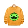 thumbnail image 3 of Kiijoy Halloween Boys Glow In The Dark Sweatshirt Crew Neck Pullover, Yellow, Sizes 9-10Y, 3 of 3