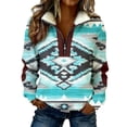 thumbnail image 3 of TaTaai Women Casual St Patrick's Day Color Block Printed Half Zip Long Sleeve Collared Hoodie Jacket Ladies Daily Street Office Commute Wear Soft Comfortable No Fading Top Gift, 3 of 8