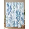 thumbnail image 4 of Fsddascl Blue Green Botanical Shower Curtain Set - Small 36" x 72" Washable Bathtub Curtain with 12 Hooks, Summer Watercolor Leaf Plant Waterproof Fabric Stall Shower Curtains for Bathroom/Bathtub, 4 of 6