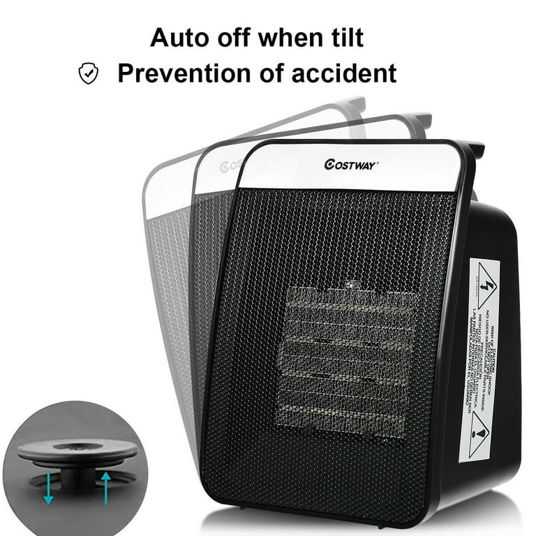 Costway 1500W Portable Electric PTC Space Heater Safety Shut-Off Tilt  Protection Office - Walmart.com
