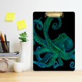 thumbnail image 6 of FMSHPON Blue Watercolor Octopus Clipboard Hardboard Wood Nursing Clip Board and Pull for Standard A4 Letter 13x9 inches, 6 of 8