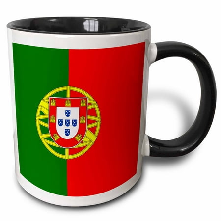 3dRose Flag of Portugal - Portuguese red and green with coat of arms shield - supporter fan country world - Two Tone Black Mug, (Best Coat Of Arms In The World)