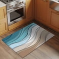 thumbnail image 2 of 2x3 Ft Entryway Area Rug, Turquoise Brown Kitchen Rug Runner Washable Floor Mat, Teal White Geometric Gradient Stripes Non Slip Indoor Door Mat Throw Carpet for Bathroom Living Room Bedroom, 2 of 8