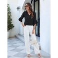 thumbnail image 5 of Women'S 3/4 Length Sleeve Tops Summer Dressy Casual Blouses Work Shirts Chiffon V Neck Outfits Black S, 5 of 8