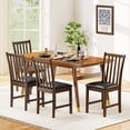 thumbnail image 2 of Giantex Wooden Dining Chairs Set of 2, Armless Chairs w/Faux Leather Upholstery, Brown, 2 of 6