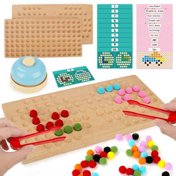 Montessori Wooden Board Game,ABC Learning and Number Spelling Game,Montessori Learning Toy Old jigsaw puzzle game with pattern matching cards and ringing bells,Early Learning Toy Gift