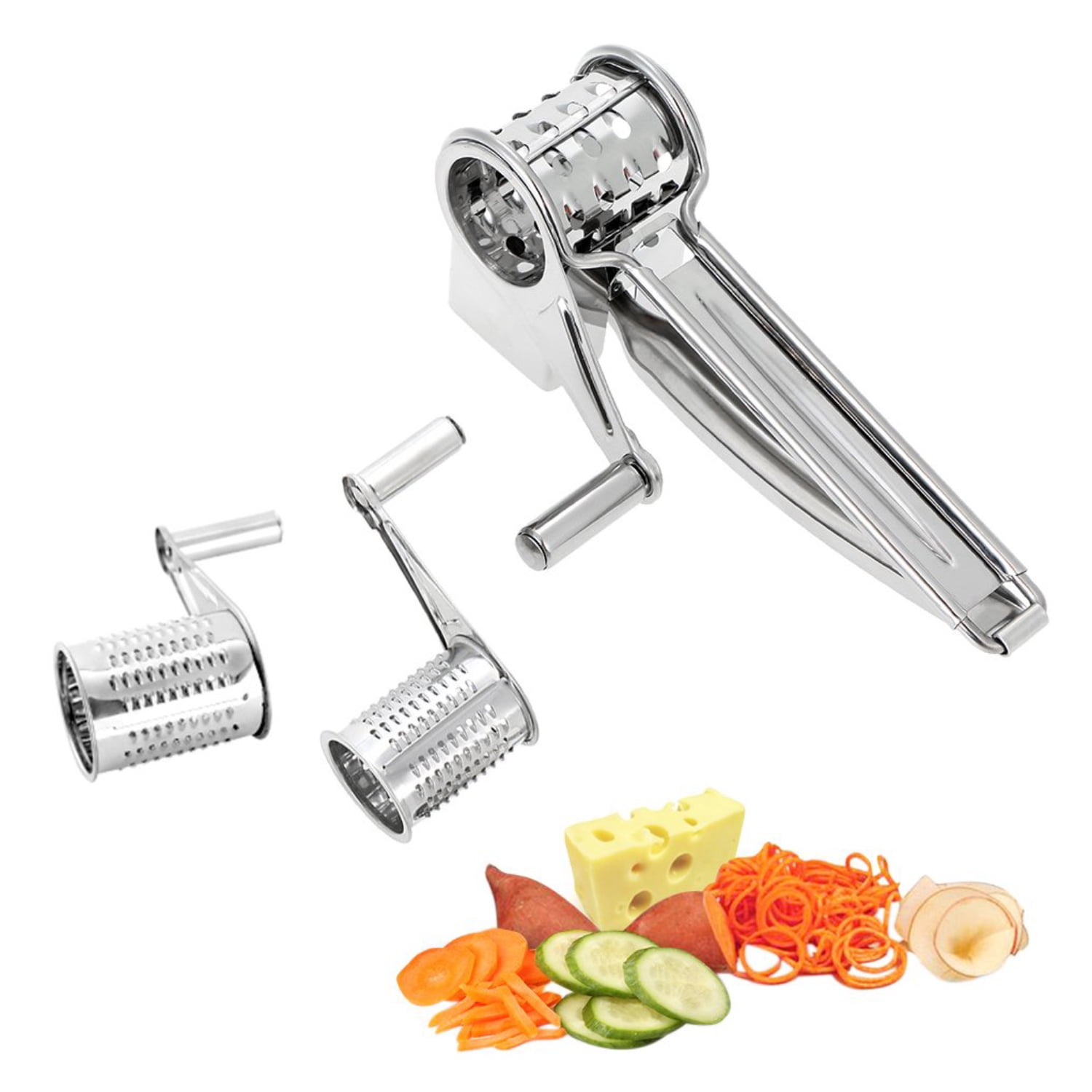 JLLOM Rotary Cheese Grater with 3 Drum Blades,Stainless Steel Manual Handheld  Cheese Grater Shredder Cutter for Grating Hard Cheese Chocolate Nuts  Almonds 