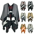 thumbnail image 3 of WREESH Fashion Shawls Shawls Wraps Open Front Cardigan Womens Ethnic Style Printed Patchwork Color Able Loose Shawl Cape Knitted Sweater Cardigan Jacket Top Shawl Sweater Black, 3 of 3