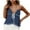 Blue, variant on Ladies V Neck Tank Tops Halter Spaghetti Strap Tie Front Backless Camisole Trendy Loose Flowy Color Block Shirts (L, White)
