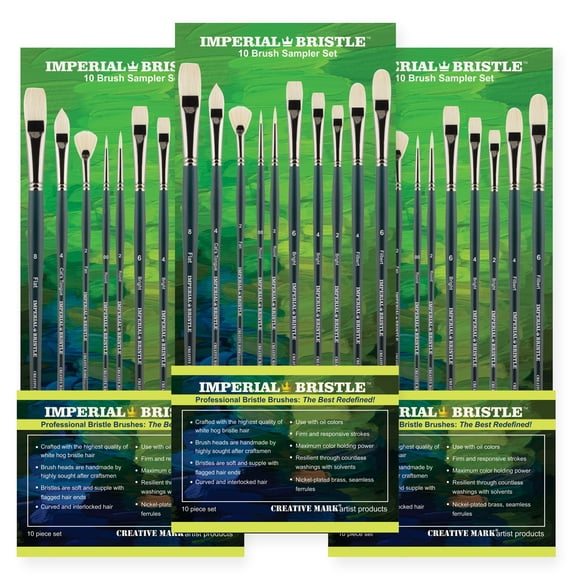 Imperial Professional Chungking Hog Bristle Brush By Creative Mark Assorted Set of 10 - 3 Pack