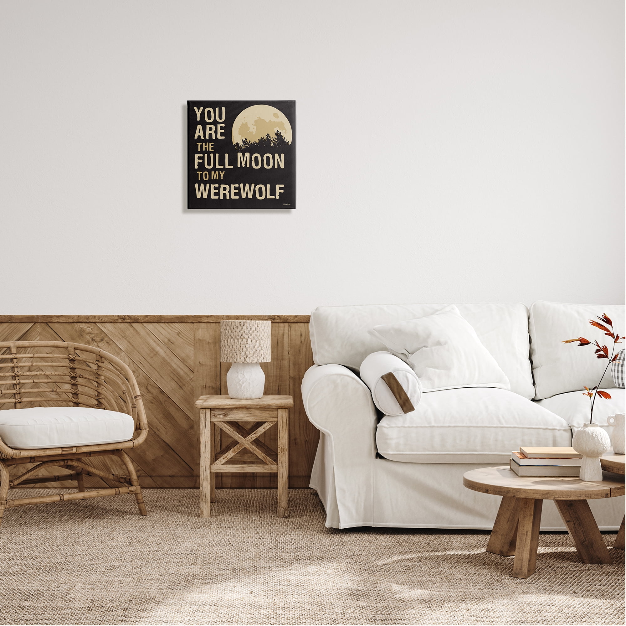 Stupell Industries Full Moon Werewolf Phrase Holiday Painting Gallery Wrapped Canvas Print Wall Art, 17 x 17