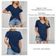 thumbnail image 5 of Camisa casual sencilla azul marino para mujer para uso diario y compras, talla M, camiseta de manga corta con cuello en V, 5 of 6