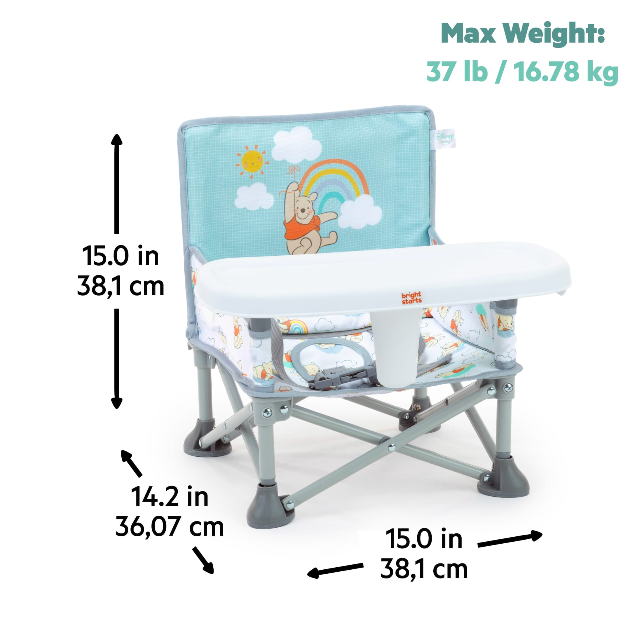Bright Starts Disney Baby Pop 'N Sit Portable Booster, Winnie the Pooh, Infant to Toddler