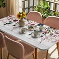 thumbnail image 3 of Pink Valentine's Day Table Cloths for 3 Foot Rectangle Tables, Spring Floral Eucalyptus Leaves Wooden Patio Waterproof Elastic Fitted Tablecloths, Washable Rectangular Table Cover for Camping, 3 of 8