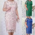 thumbnail image 2 of Women's plus size dress embroidered lace slim knee-length dress, 2 of 5