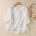 thumbnail image 2 of VERUGU Plus Size Women Summer Baggy Tunic Tops Shirt Thin Long Sleeve Blouse Henley Cotton Linen Shirts Tops for Ladies, 2 of 5