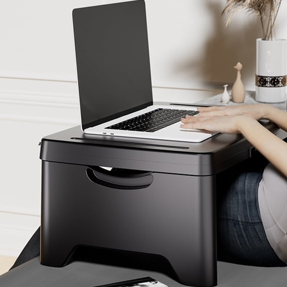 FRCOLOR Portable Folding Lap Desk Laptop Desk Travel Bed Table Tray Breakfast Writing Serving Tray Reading Bed Table For Couch Sofa Floor Adults Black