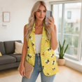 thumbnail image 2 of Psesaysky Womens Casual Vest Yellow Honeycomb Bee Print Sleeveless Blazer Single Button Front Jacket Office Notched Lapel Trendy Blazers with Pockets, Size 5XL, 2 of 6