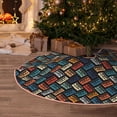 thumbnail image 4 of Salouo Retro Tape Christmas Tree Skirt 48" Farmhouse Christmas Decorations Snowman Xmas Tree Skirt Tree Mat for Holiday Party Decor, 4 of 8