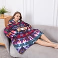 thumbnail image 5 of Oversized Wearable Blanket Hoodie,Colorful Tie Dye Pattern Sherpa Blanket Hoodie with Super Pockets,Super Warm Fuzzy Pullover for Women & Men, 5 of 6