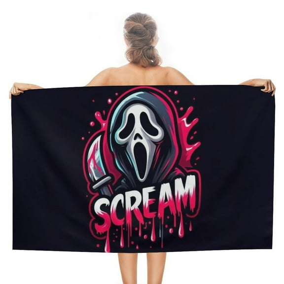 Scream Ghostface Bath Throw Towel Quick Dry Towel for Swimmers Sand Proof Beach Towels Pool Swimming Towels 51" X 31"