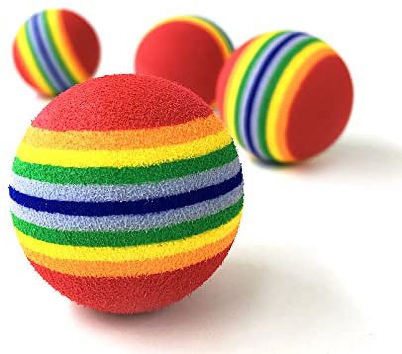 50pcs 1.38" Cat Toy Balls Interactive for Indoor Cats Red Rainbow Soft EVA Foam Kittens Favorite Toys 35mm Dia. Small Dogs Puppies Toy Balls Bulk Activity Chase Quiet Play Sponge Ball