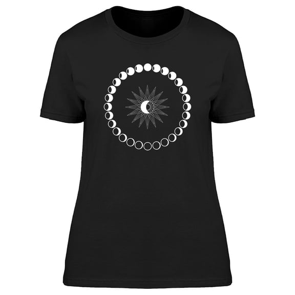 Moon Phases Circle Dark Sky Tee Women's -Image by Shutterstock