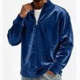thumbnail image 6 of Qualvora Mens Velour Quarter Zip Pullover, Long Sleeve Stand Collar Sweatshirt with Metal Zipper, Loose Fit Solid Color Top, Fall Winter Party Night Out Wear for Men, 6 of 7
