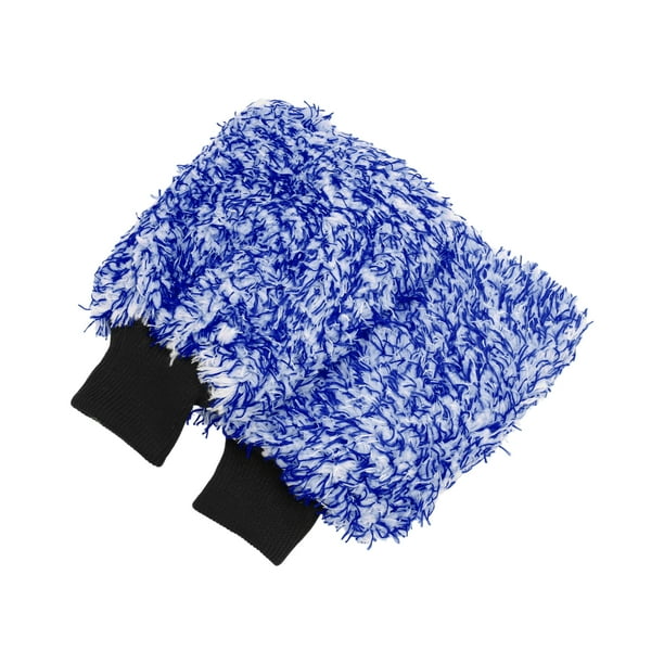 2 Pcs Toalla para Lavar Coches de Felpa Herramienta de Secado y Limpieza de Coches 26x20x1cm Azul Blanco Negro