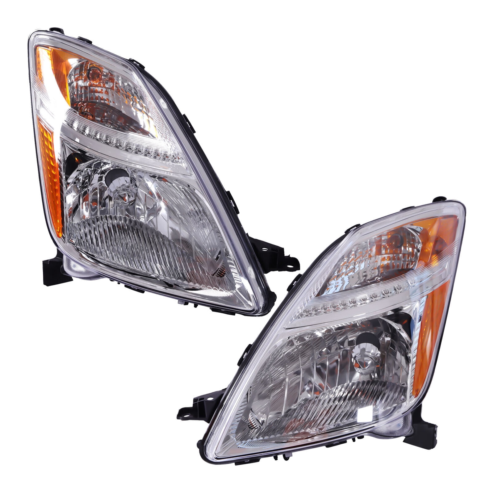 Pair Of Black Halogen Headlights For 2006-2009 Toyota Prius - Left & Right, Direct Fit